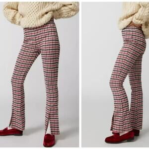 Urban Renewal Remnants Red Plaid Front Slit Flare Pant Medium